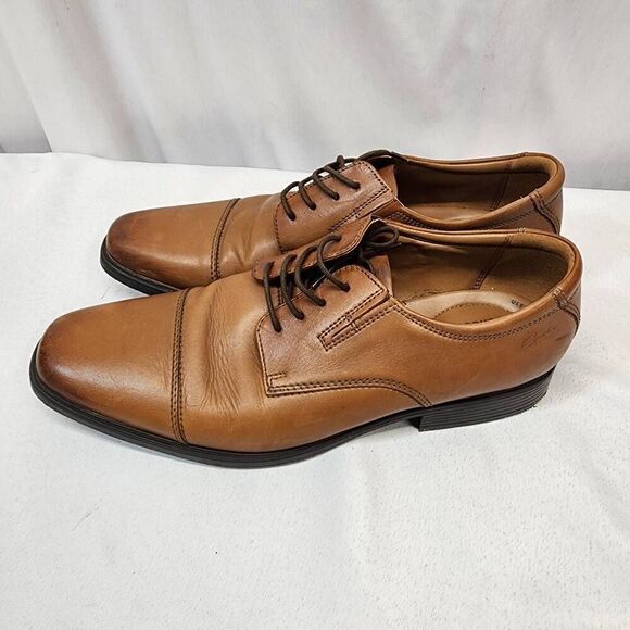 Clarks Tilden Cap Toe Oxford Dress Shoes Mens 11.5 M Dark Tan Leather Lace Up